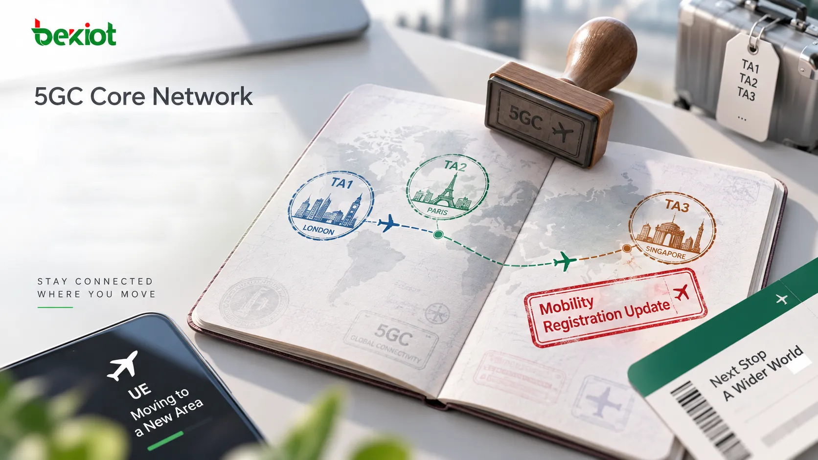 يتبع 5GC Mobility Registration Update مسارات مختلفة عند تغير Registration Area داخل AMF نفسه وعند التنقل بين AMF، حيث يجب على New AMF الحصول على سياق UE من Old AMF