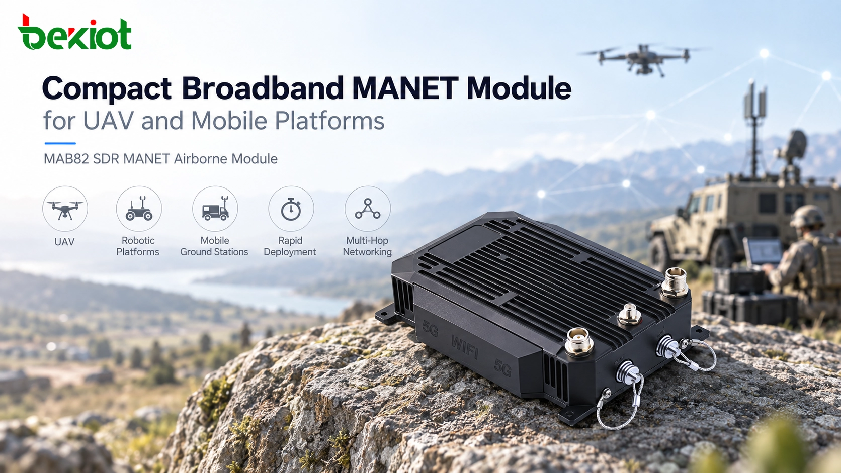 منظر المنتج لوحدة MAB82 SDR MANET المحمولة جوًا