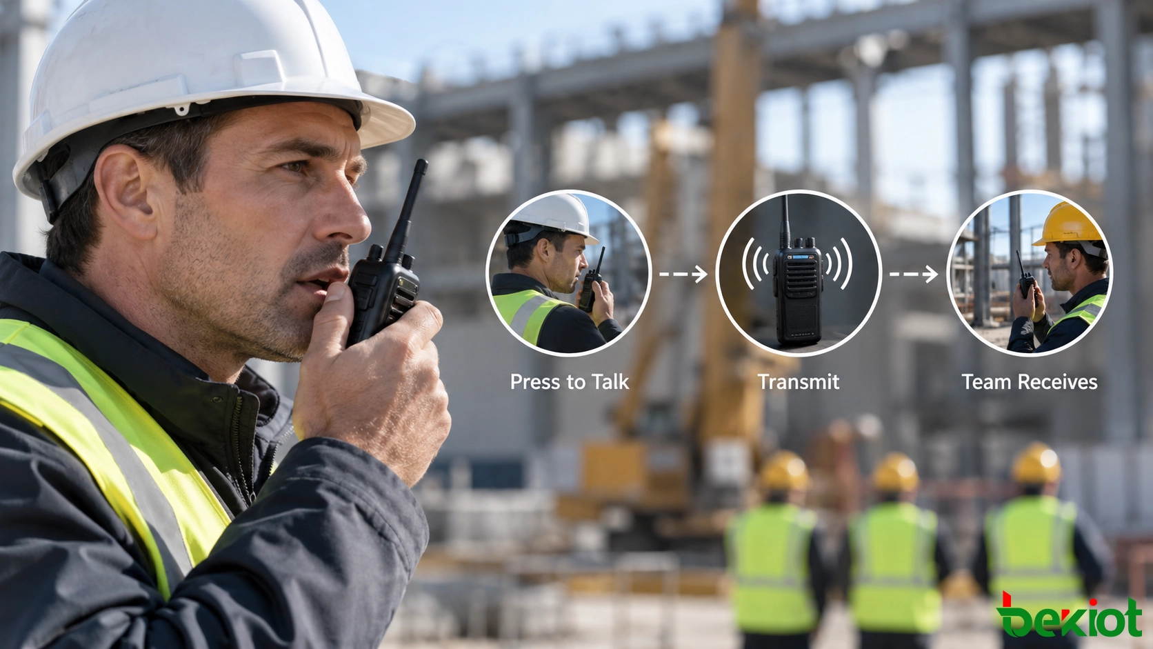 PTT two-way radio communication workflow between field teams