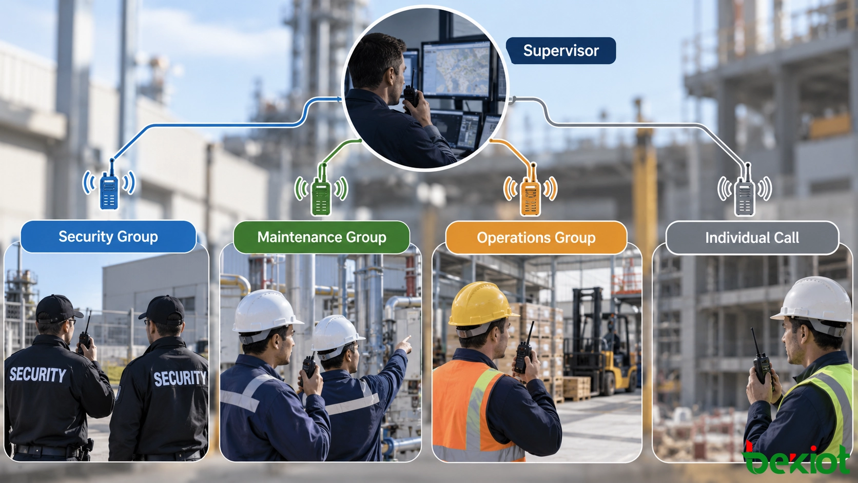 Radio talk group architecture for departments supervisors and individual users