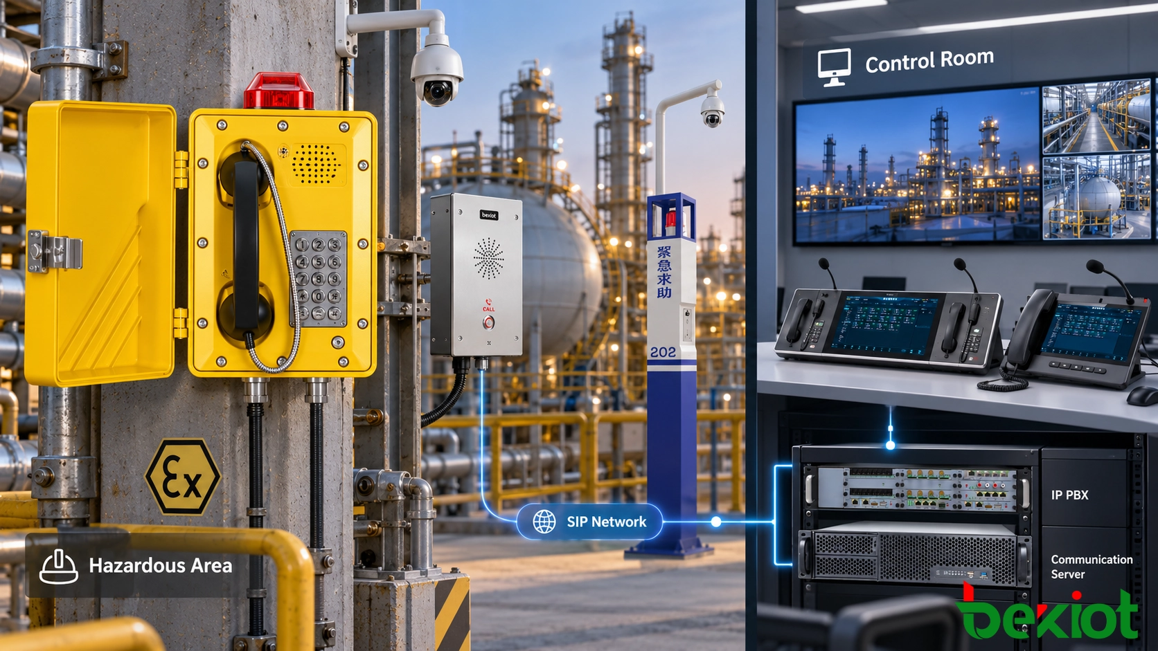 بنية وطرق نشر أجهزة اتصال SIP للطوارئ مع أنظمة CCTV والإنذار