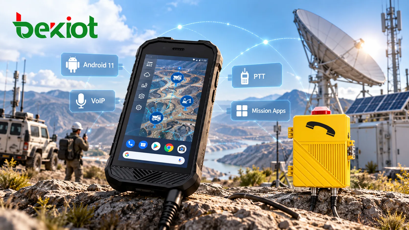 طرفية اتصالات VoIP المتينة SVA 500 مع شاشة لمس قياس 5 بوصات ومنصة Android وزر PTT لدعم الاتصالات الصوتية وتطبيقات المهام في البيئات الميدانية الحرجة